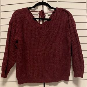 Drop Shoulder V Neck Sweater